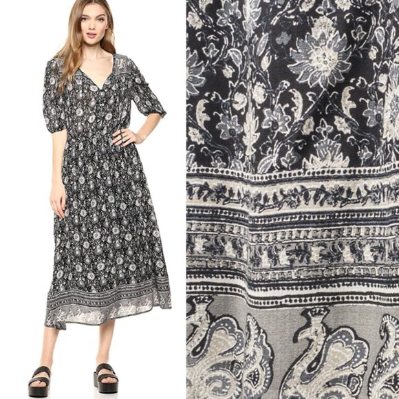 Lucky Brand Dresses & Skirts - Lucky Brand flowy floral button-up peasant midi dress